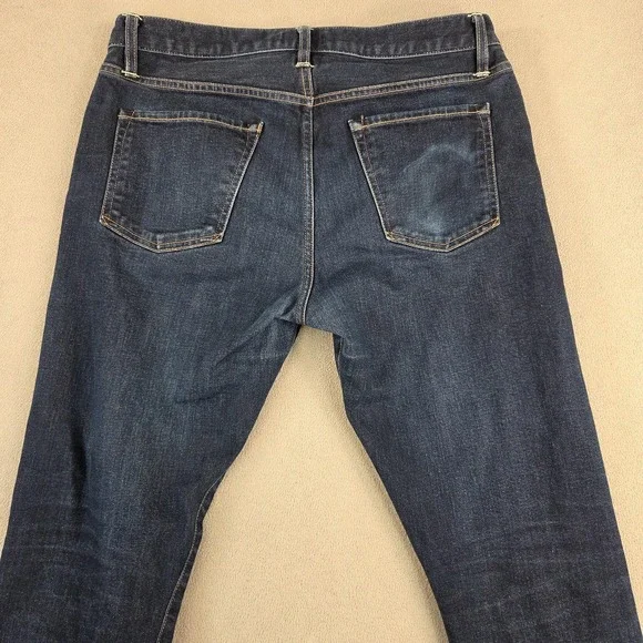 Flint And Tinder Jeans Mens 34 Indigo Selvedge Denim Made In USA Slim Straight